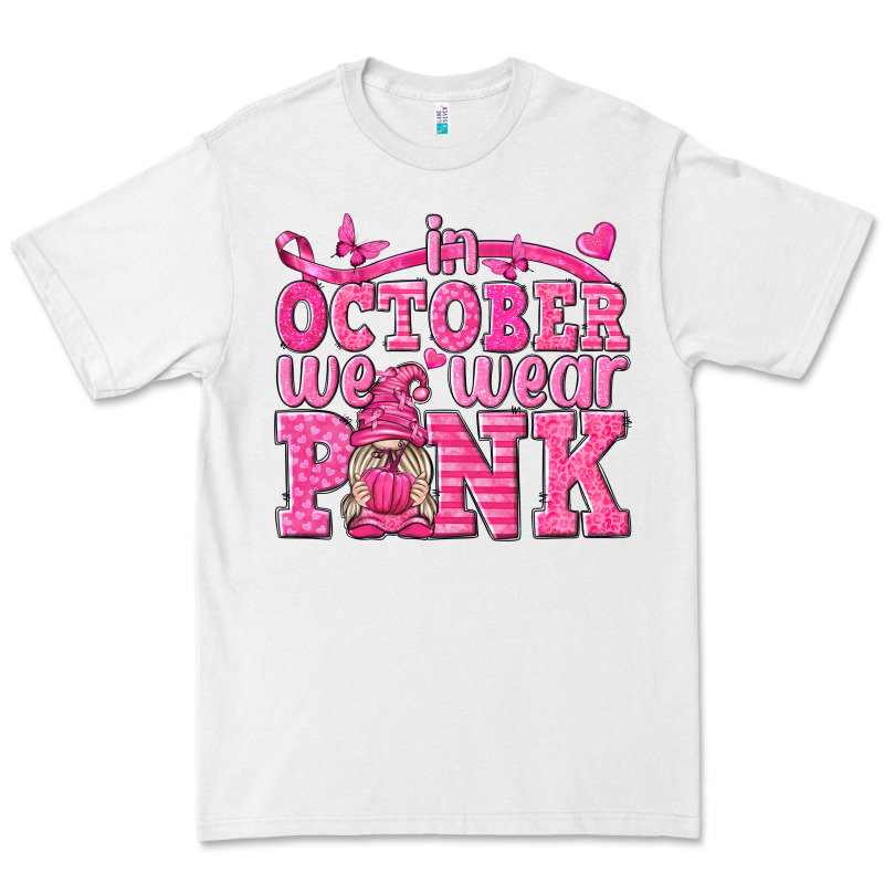 In October We Wear Pink With Gnome Premium Tee by texasbilliewilder | Teevron