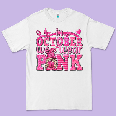 In October We Wear Pink With Gnome Premium Tee Designed By Texasbilliewilder