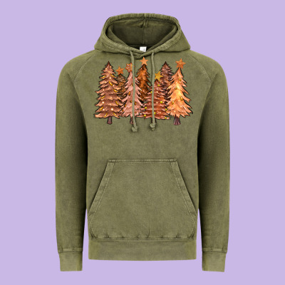 Melanin Christmas Trees With Lights Vintage Hoodie Designed By Fadigitalartstudio