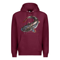 Burgundy Catfish Illustrations Premium Hoodie - LillyAllenDesigns