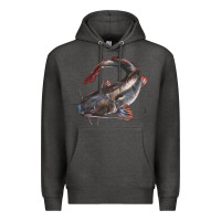Charcoal Heather Catfish Illustrations Premium Hoodie - LillyAllenDesigns