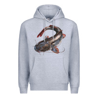 Heather Grey Catfish Illustrations Premium Hoodie - LillyAllenDesigns