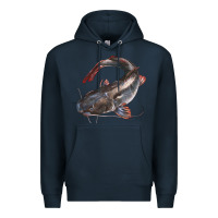 Navy Catfish Illustrations Premium Hoodie - LillyAllenDesigns