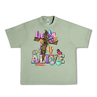 Oil Green He is alive Easter Day Urban Heavy Tee - CowGirlArtShop