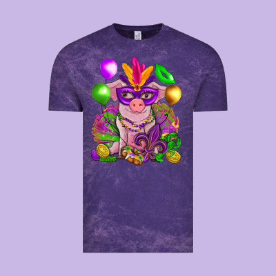 Mardi Gras Pig Vintage Tee Designed By Howdyjamesfarm