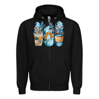 Black winter coffee gnome Zipper Hoodie - BarkalooDesign