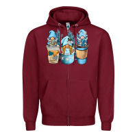 Burgundy winter coffee gnome Zipper Hoodie - BarkalooDesign