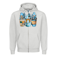 Dove Grey winter coffee gnome Zipper Hoodie - BarkalooDesign