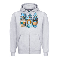Heather Grey winter coffee gnome Zipper Hoodie - BarkalooDesign