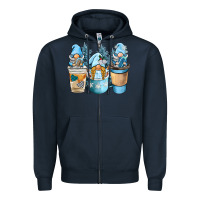 Navy winter coffee gnome Zipper Hoodie - BarkalooDesign