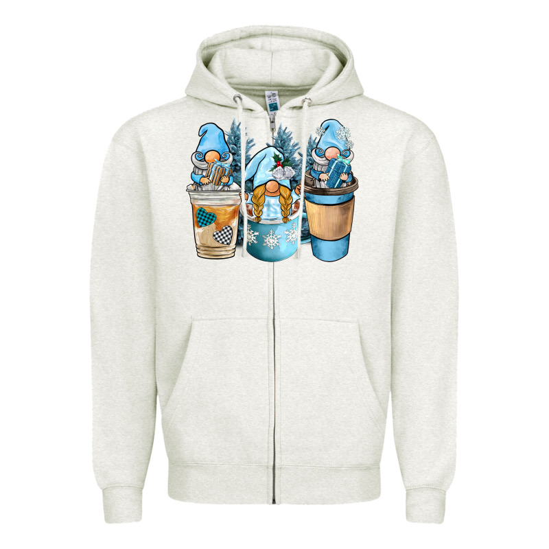 Winter Coffee Gnome Zipper Hoodie by BarkalooDesign | Teevron