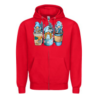 Red winter coffee gnome Zipper Hoodie - BarkalooDesign