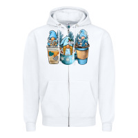 White winter coffee gnome Zipper Hoodie - BarkalooDesign