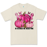 Bone In October We Wear Pink with Pumpkin Premium Tee - texasbilliewilder