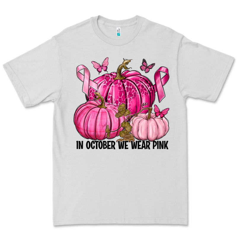 In October We Wear Pink With Pumpkin Premium Tee by texasbilliewilder | Teevron