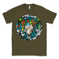 Army Green Bull Skull Christmas Classic Tee - RanaPortraitStore