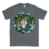 Charcoal Heather Bull Skull Christmas Classic Tee - RanaPortraitStore