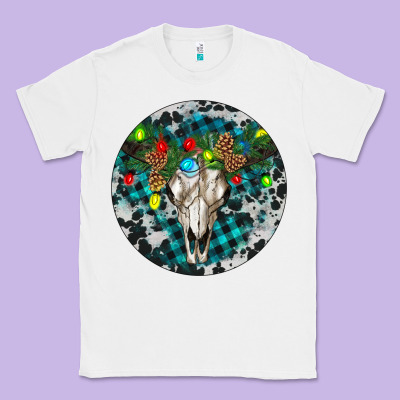 Bull Skull Christmas Classic Tee Designed By Ranaportraitstore
