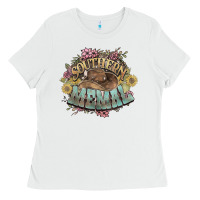 White Southern Memal western flowers Ladies Tee - HowdyJamesFarm