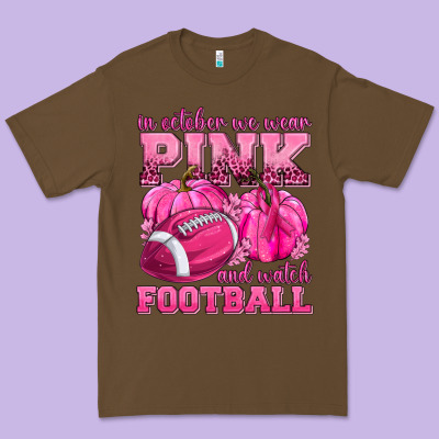 In October We Wear Pink Watch Football Premium Tee Designed By Texasbilliewilder