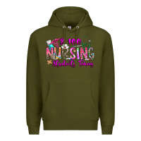 Army Green 100 Nursing Students Teams Premium Hoodie - CowhideDigitalArt
