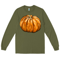 Army Green Pumpkin Long Sleeve Tee - FaDigitalArtStudio