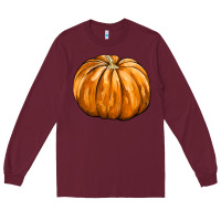 Burgundy Pumpkin Long Sleeve Tee - FaDigitalArtStudio