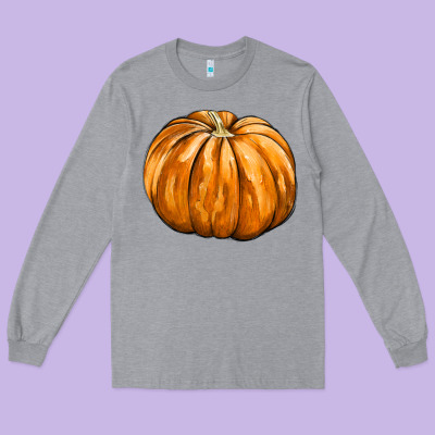 Pumpkin Long Sleeve Tee Designed By Fadigitalartstudio