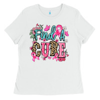White Find a cure Cancer Awareness Ladies Tee - HowdyJamesFarm