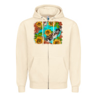 Sandshell western sunflowers turquoise cowhide  tooled leather Zipper Hoodie - BarkalooDesign