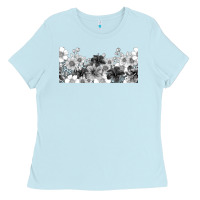 Baby Blue black and white floral Ladies Tee - TumblerDesignByShophia