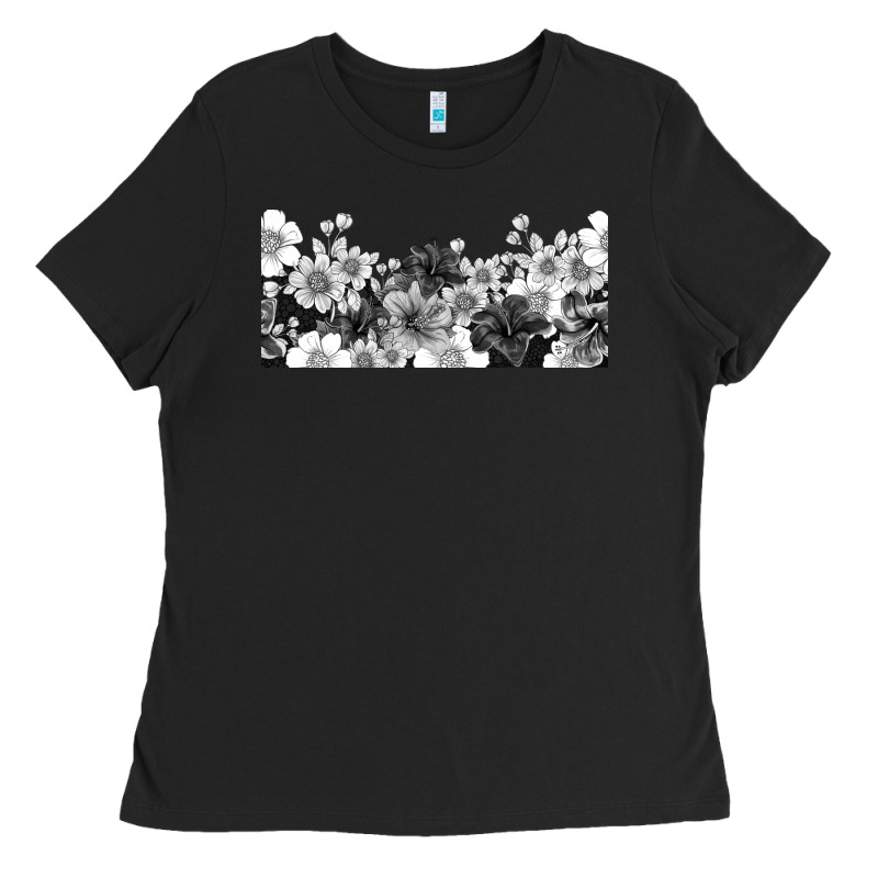 Black And White Floral Ladies Tee by TumblerDesignByShophia | Teevron