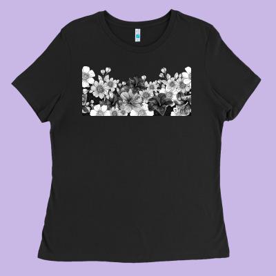 Black And White Floral Ladies Tee Designed By Tumblerdesignbyshophia