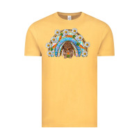 Vintage Mustard Easter Bunny with carrot rainbow Easter Day Vintage Tee - HowdyJamesFarm