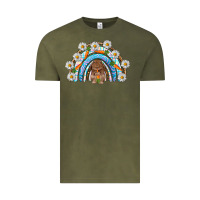 Vintage Olive Easter Bunny with carrot rainbow Easter Day Vintage Tee - HowdyJamesFarm
