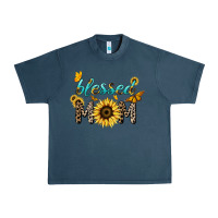 Midnight Navy Blessed mom sunflower butterfly mother's day Urban Heavy Tee - HowdyJamesFarm