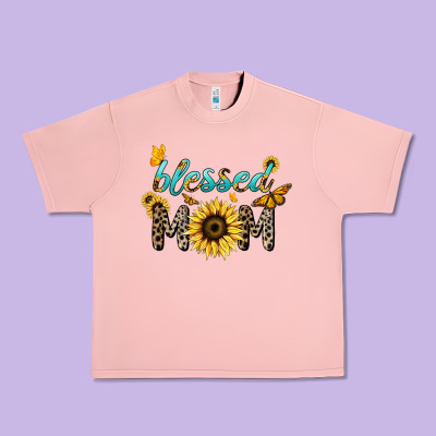 Blessed Mom Sunflower Butterfly Mother's Day Urban Heavy Tee Designed By Howdyjamesfarm
