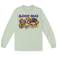 Matcha Mardi Gras vibes skull Long Sleeve Tee - FaDigitalArtStudio