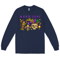 Navy Mardi Gras vibes skull Long Sleeve Tee - FaDigitalArtStudio