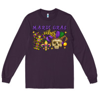 Plum Mardi Gras vibes skull Long Sleeve Tee - FaDigitalArtStudio