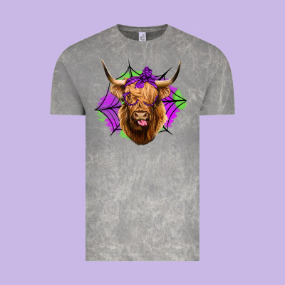 Halloween Highland Cow Vintage Tee Designed By Jasminsmagicworld
