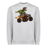 Heather Grey monster truck and t rex dinosaur Heavyweight Sweatshirt - Artiststas