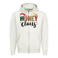 Oatmeal Heather honey claus christmas Zipper Hoodie - BarkalooDesign