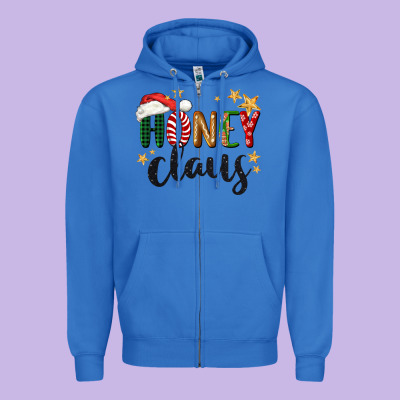 Honey Claus Christmas Zipper Hoodie Designed By Barkaloodesign