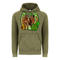 Vintage Olive St. Patrick's Day horse horseshoe Vintage Hoodie - OliviaCreatesArt
