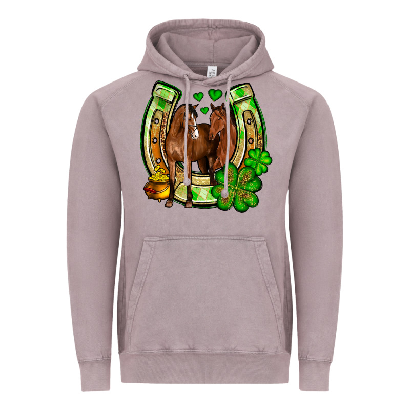 St. Patrick's Day Horse Horseshoe Vintage Hoodie by OliviaCreatesArt | Teevron