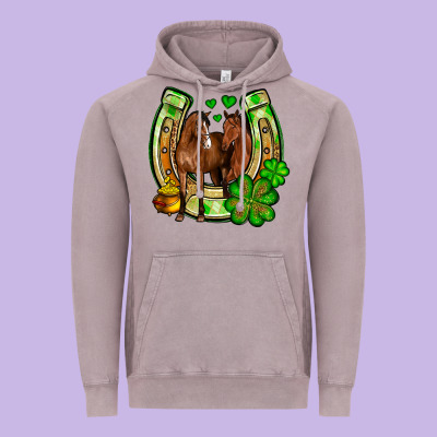 St. Patrick's Day Horse Horseshoe Vintage Hoodie Designed By Oliviacreatesart