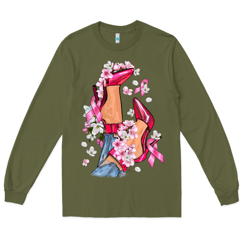Cancer High Heels Breast Cancer Long Sleeve Tee by FaDigitalArtStudio | Teevron