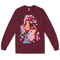 Burgundy Cancer high heels Breast Cancer Long Sleeve Tee - FaDigitalArtStudio