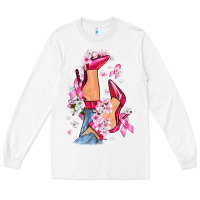 White Cancer high heels Breast Cancer Long Sleeve Tee - FaDigitalArtStudio